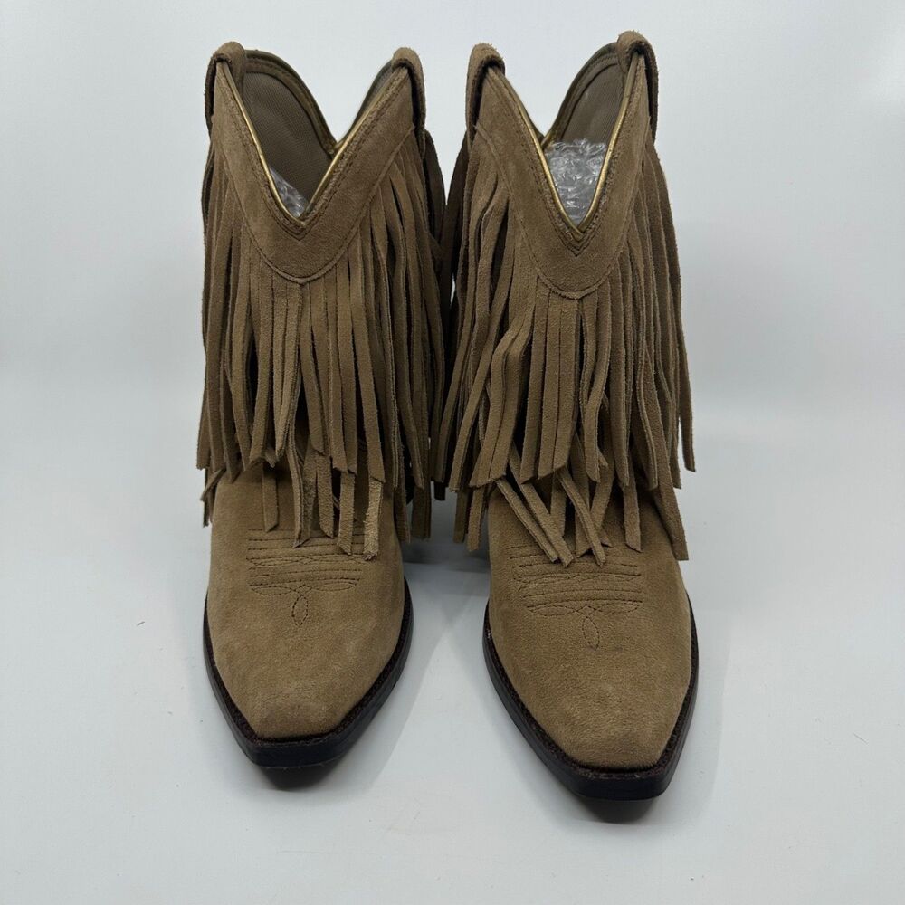 Ariat Weekender Fringe Boots Suede Tan Ankle Booties Snip Toe Women's Size 3.5